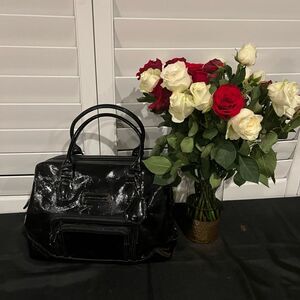 Longchamp Légende Black Patent Leather Large Handbag Tote Doctor bag